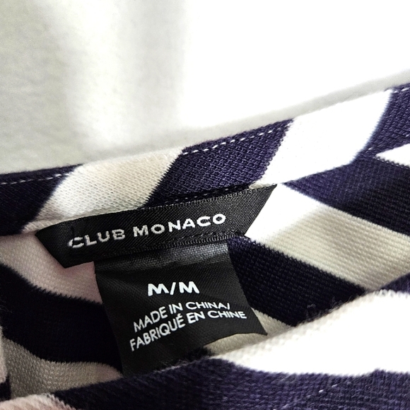 Club Monaco Women's One Shoulder Navy/White Striped Top Size M. - Picture 3 of 7